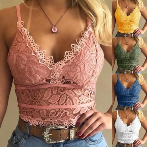 Floral Bralette Padded Push Up Lace Bras For Women Sexy Lingerie Corset Camis Underwear Wire Free Sheer Bra Crop Tops Brassiere