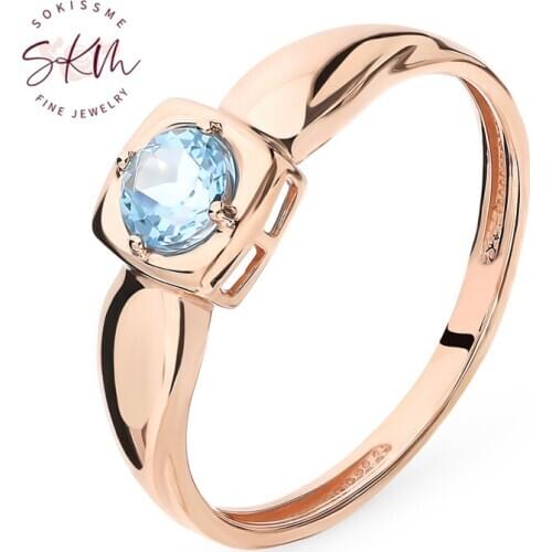 SKM delicate topaz rings for women 14k rose gold brand designer Engagement rings designer Promise Luxury Fine Jewelry