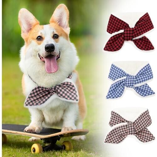 Winter Warm Pet Dog Cat Scarf Collar For Small Medium Dogs Cats Soft Cute Puppy Neckerchief Bowknot Chihuahua Pet Accessories