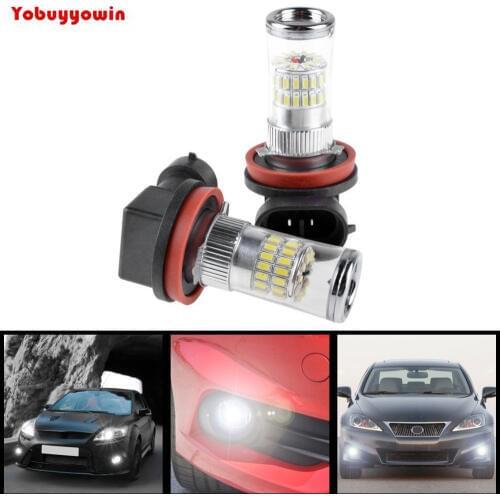2pcs White 3014 SMD 48 LED H8 H9 H11 w/ Reflector Mirror Fog Daytime Running Light for Chevrolet Chevy Dodge