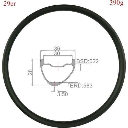 370g Ultralight carbon mtb rim AM rims XC common 36mm width 28mm depth carbon rims inner width 30mm width Asymmetric mtb rim