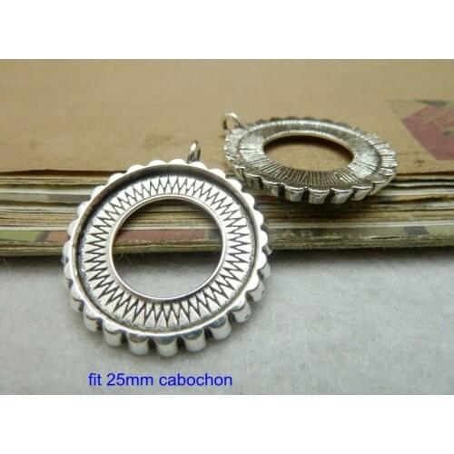 40 pcs Antique Silver/ Bronze Round Cameo Cabochon Base Settings 25mm,Big Blank Pendant Tray For Jewelry Making - Free Shipping