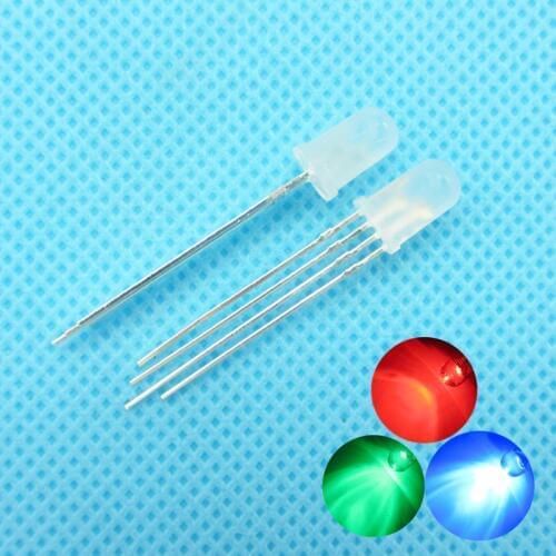 5mm LED Diffused Foggy Multicolor 4pin Common Cathode RGB Light Emitting Diode Lamp Bead Round Plug-in DIY Kit 100 pcs/lot