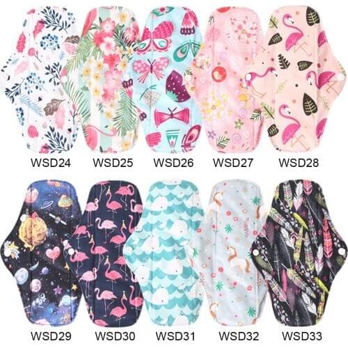 Ohbabyka 5PCS Menstrual Pads Bamboo Charcoal Women Sanitray Pads Reusable Health Higiene Feminina Cloth Cotton Pads Size M