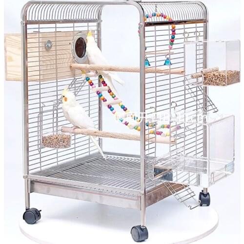 Large Stainless Steel Bird Cage Breeding Cage Luxury Tray Household Bird Cage Decoration Gabbia Per Uccelli Pet Supplies BS50BC