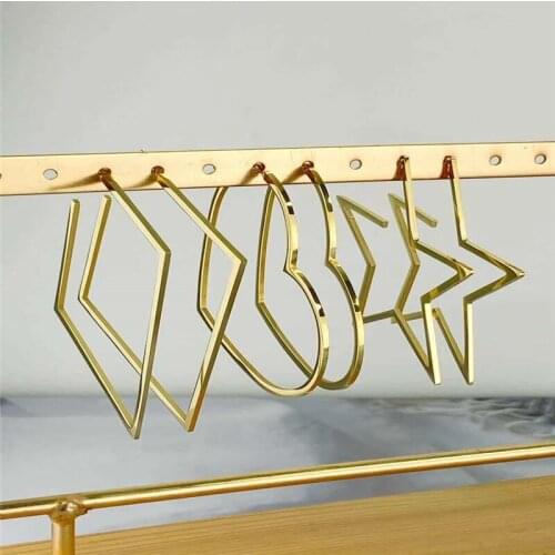 Big earrings female modified face Korean network red pentagon loves square exaggerated ear tangantium steel stars earrings