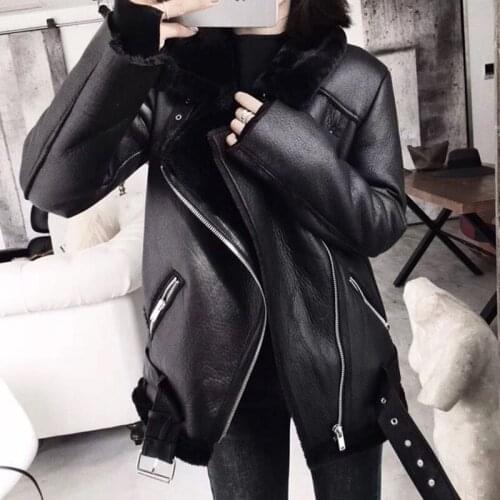 DANWEIHONG Womens Winter Leather Jackets