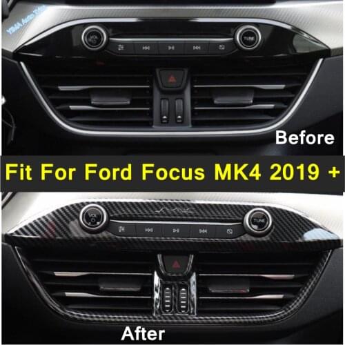 Middle Air Conditioning AC Outlet Vent Decoration Stickers Cover Trim Carbon Fiber Accessories For Ford Focus MK4 2019 - 2021