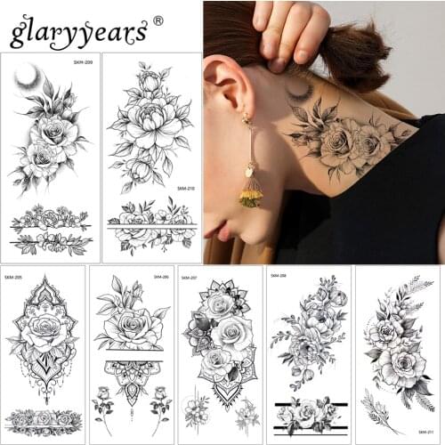 Glaryyears 1 Sheet 9*19cm Temporary Tattoo Sticker Hot Fake Flower Pattern Flash Waterproof Fashion Small Body Art Women SKM