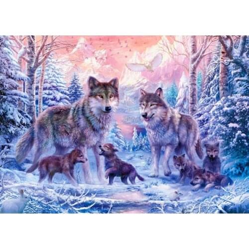 KEXINZU Full Square/Round Drill 5D DIY Diamond Painting "Animal wolf snow scene" Embroidery Cross Stitch 3D Home Decor Y64600