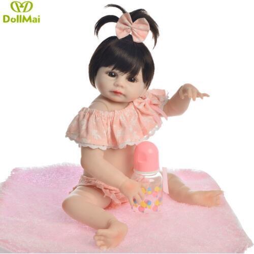 DollMai Lovely Baby Reborn Girl Doll Full Silicone Body Lifelike Bonecas Newborn Princess Babies Bebe Bathe Toy Birthday gift