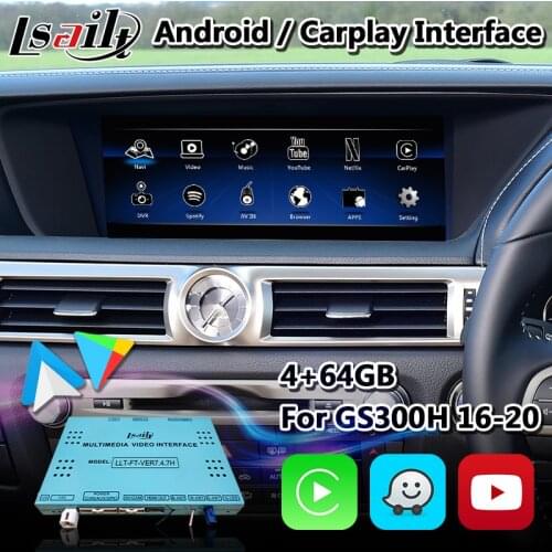 Lsailt Android Carplay Multimedia Video Interface for Lexus GS300h GS350 GS 2013-2020 Mouse Model GPS Navigation 4+64GB