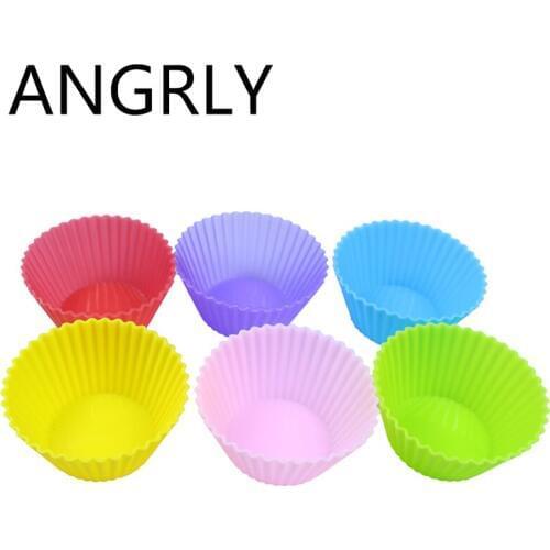 ANGRLY Soft Silicone Round Cake Muffin Chocolate Cake Cup Liner Baking Cup Mold Mould Kitchen Accessories Soap Mold
