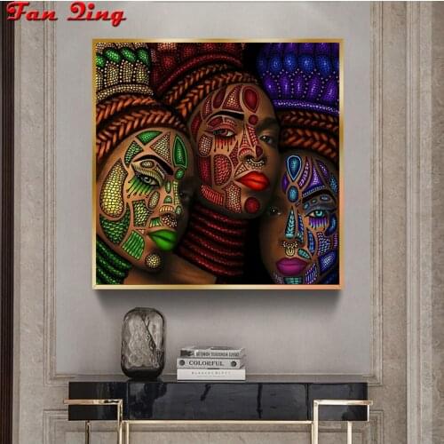 African women full diamond 5D DIY diamond painting kit diamond cross stitch round crystal rhinestone embroidery home art craft