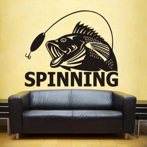 Spinning Decal Hunter Sticker Bucket Tackle Shop Fishhook Sticker Fish Tank Boat Box Car Vinyl
