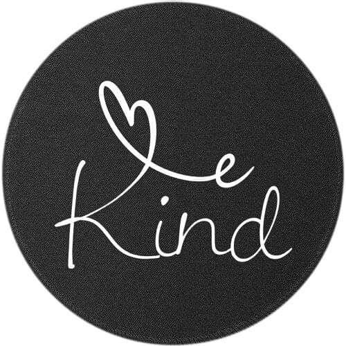 Non-Slip Black Stitched Edge Round Mouse Pad (Faith White)