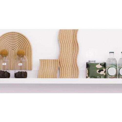 Nordic Groove Solid Wood Water Wave Shaped Dessert Slicing Bread Trays Kitchen Anti-slip Cutting Board Storage Organizer F62A