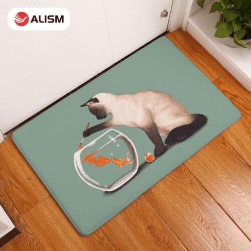 Anti-Slip Bath Mat Flannel Printed Doormat Absorb Water Floor Mat Carpet Cat in shoes Kitchen Bathroom Rug Tatami Tapete