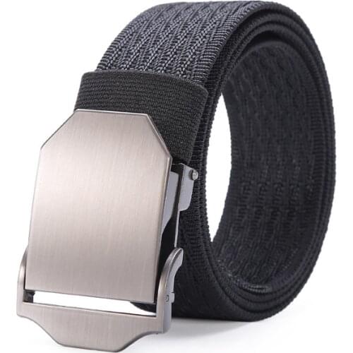 New Style 3.8cm Nylon Canvas Belt With glossy Alloy Buckle Head European and American explosive Fashion Casual Belt