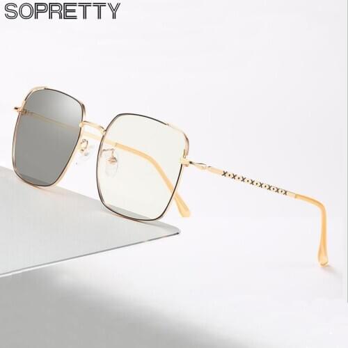 Unisex Big Frame Photochromic Grey Anti Blue Ray Eyeglasses, Womens Computer Goggles & Blue Ray Blocking Glasses A1950