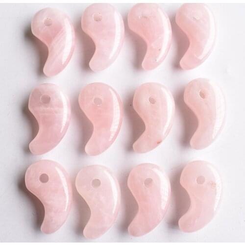Wholesale 12pcs/lot 2020 New fashion natural stone pink quartz magatama charm pendants for jewelry marking free shipping