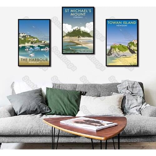 Posters and Prints Wall Art Canvas Painting Harbor View Islands and Coastlines Pattern Modern Decoration for Living Room