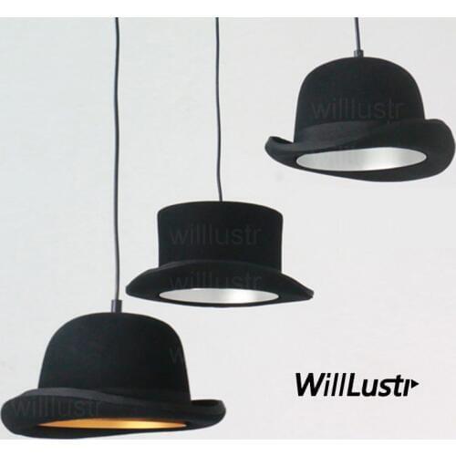 Wool Felt Hat Pendant Light Handmade Aluminum Suspension Lamp JEEVES AND WOOSTER Cap Hanging Lighting Hotel Couture Cloth Shop