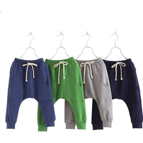 2020 Boys pants Kids Spring Autumn Clothes children pants for baby boy trousers girls harem pants 90~130 cotton solid candy