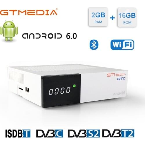 GTMEDIA GTC satellite tv receiver Android 6.0 tv box DVB-S2/T2/C Support 4K M3U CCAM Built-in Wifi for Spain Brazil