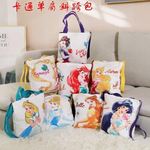 Disney new cartoon shoulder bag girl fashion large capacity messenger bag student cloth art handbag casual canvas storage bag