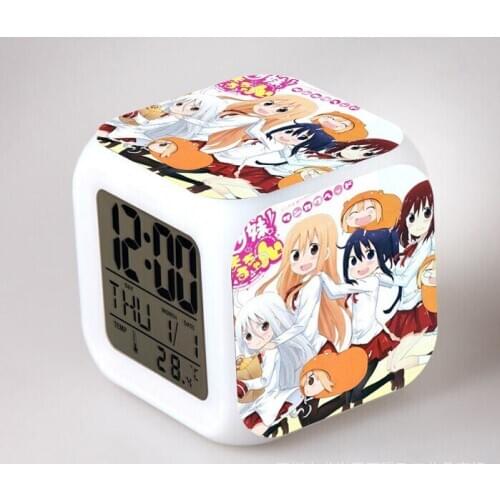 Japanese Anime Himouto! Umaru-chan LED 7 Color Flash Digital Alarm Clocks Kids Night Light Bedroom Clock reloj despertador