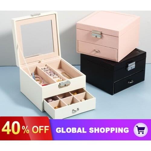 Jewelry Cosmetic Storage Box Drawer Type Jewelry Earrings Lipstick Skin Care Products Desktop Storage Organizer