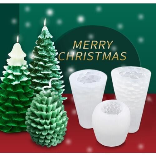 1pcs 3D Silicone Christmas Tree Candle Mold Silicone Clay Soap Mould DIY Cake Mold Cookie Sugarcraft Chocolate Cake Decor 2021