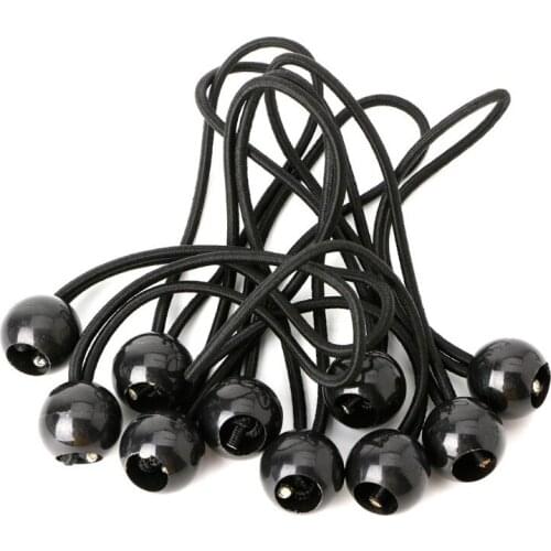 10pcs/set Hiking Tent Accessories Elastic Rope Ball Bungee Cord Tarp Tie Down Strap Black Camping Tent Tie