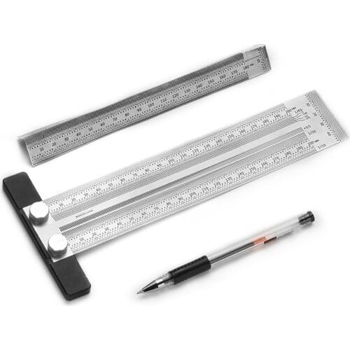 180mm-400mm Stainless Steel Ruler High-Precision Hole Wire Line Backer Ruler Woodworking Measuring Tool