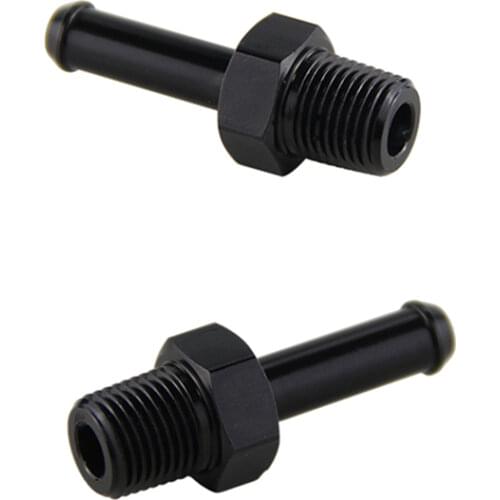 2PCS ALUMINUM 1/8" NPT MALE STRAIGHT TO 1/4" HOSE BARB NIPPLE AN4 FITTING BLACK