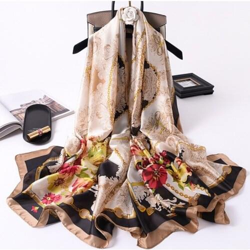 2021 Brand Designer Silk Scarf Winter Lady 180X90CM Neck Scarves Fashion Sunscreen Long Shawls And Wrpas Woman Foulard Bandana