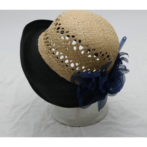 202103-WN new raffia straw patchwork paper flower holiday lady leisure sun cap women leisure hat