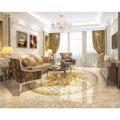 3d floor painting wallpaper Marble relief gold rose floor wallpaper for bathroom waterproof
