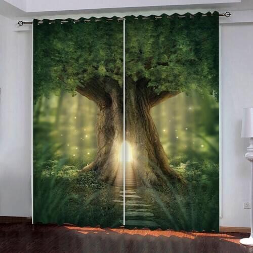3D Curtain Photo Printing Blackout curtains Towering tree scenery For Room Bedroom Window Decor Treatment Drapes