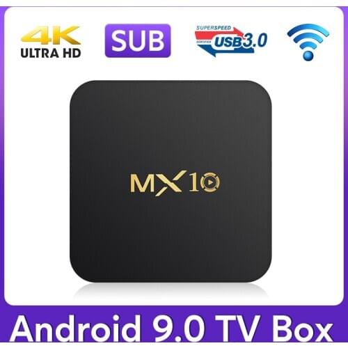 4K SUB TV Box MX10 Android 9.0 Allwinner H6 Quad Core 4G 64G 2.4G WiFi 100M LAN H.265 Media Player Android Smart tv Box
