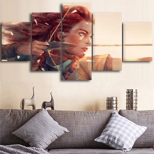 5 Pcs Game Horizon Zero Dawn Pictures Wall Art Home Decor Posters Canvas HD Prints Modern Paintings For Living Room Decoration