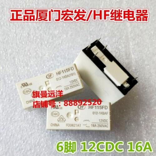 5pcs/lot HF115FD 012-1H3A 12VDC 16A 6PIN HF115FD 12V