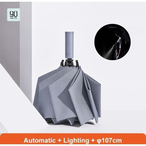 Xiaomi NINETYGO Automatic Umbrella 106cm Flashlight Reverse Folding Heat Insulation UV Protection For Men Women Travel Outdoor