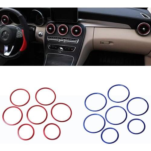 Car styling AC Outlet Ring Air Conditioning Vents Trim Stickers Cover for Mercedes Benz C Class W205 GLC X253