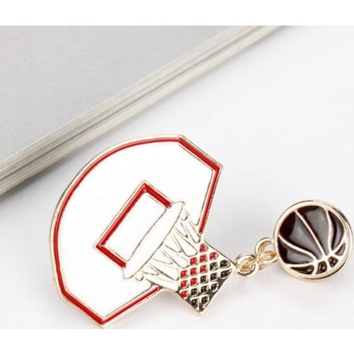 Basketball Hoop With Basketball Pins Brooches Red Enamel Sports Pin Lapel Pin Badge Sportsman Button Brooch Party Pin