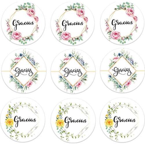 Gracias Thank You Stickers for Christmas Stickers Packaging Seal Labels Stationery Stickers Baking Gift Bag Decorative