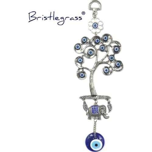 BRISTLEGRASS Turkish Blue Evil Eye Tree Elephant Amulets Lucky Charm Car Wall Hanging Pendant Pendulum Blessing Protection Decor