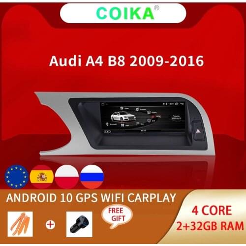 Andorid 10 system DVD Carplay Muiltmedia NAVI Receiver For Audi A4 2009-2016 Google BT WIFI 2+32GB Car Radio IPS Touch screen