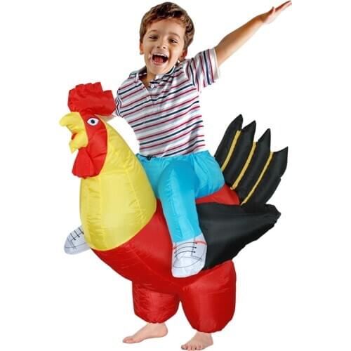 Kids Inflatable Rooster Costume Adult Carnival Party Performance Costumes Ride on Red Cock Cospaly Haloween Funny Dress